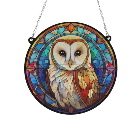 Bernadette Barn Owl Stained Glass Effect Suncatcher